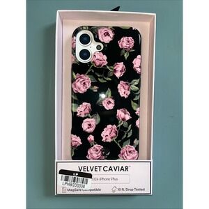 Velvet Caviar Black Floral iPhone Case with Pink Roses
